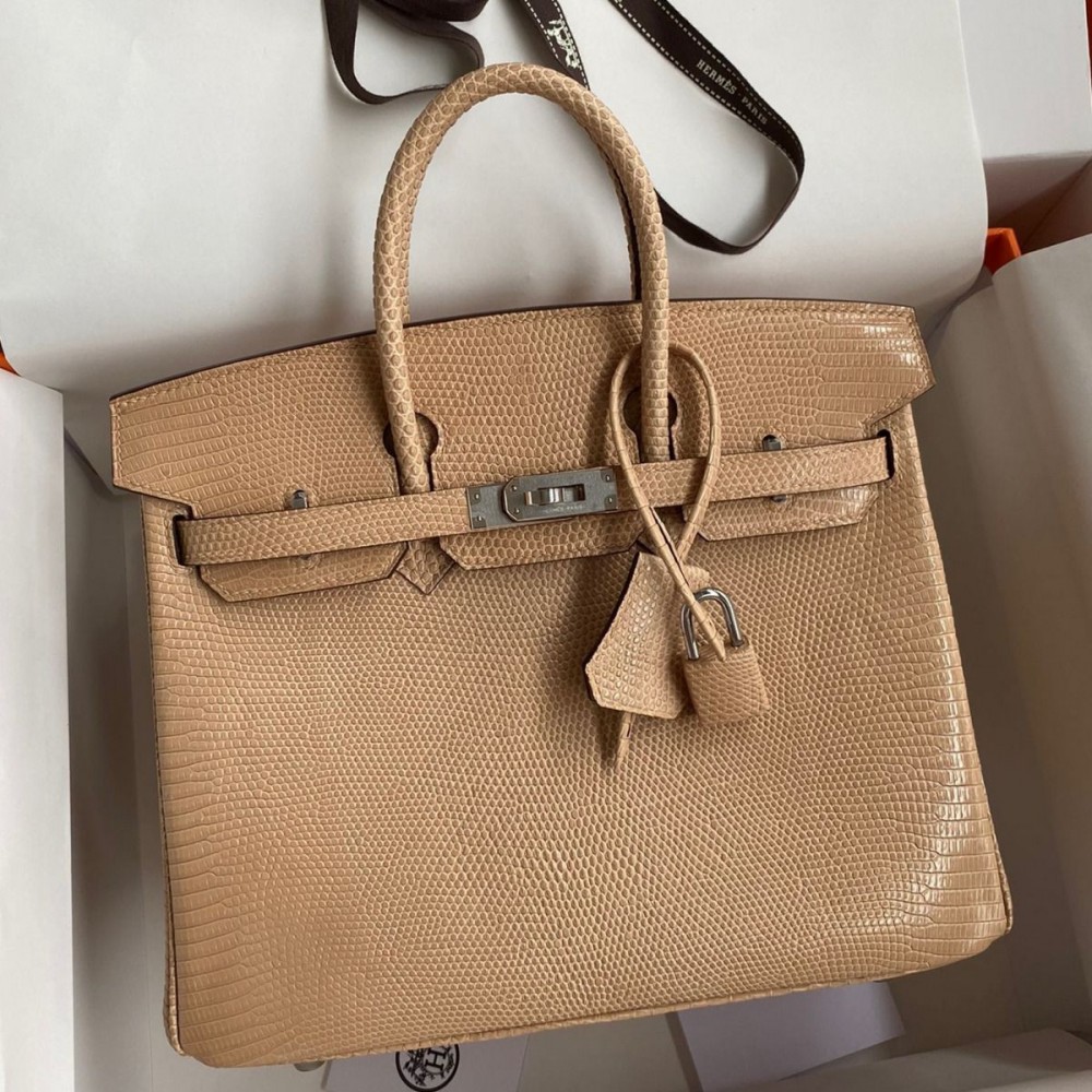 High Quality Replica Hermes Birkin 25 Retourne Handmade Bag In Beige Lizard Leather $ 2889 USD