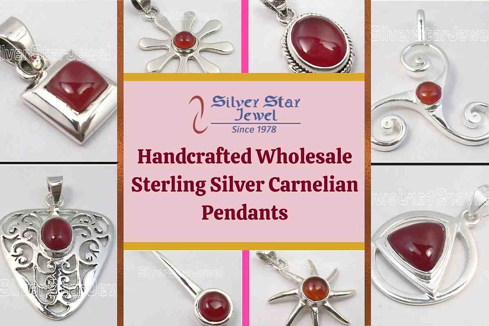 Handcrafted Wholesale Sterling Silver Carnelian Pendants